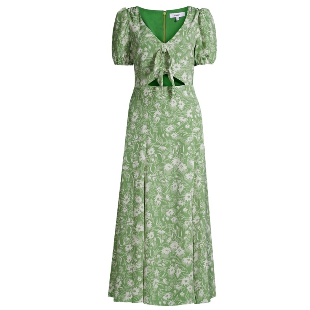 Likely Alisa Dress Cut Out Tie Front in Ivory Juniper NEW
